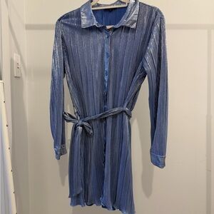 Blue Metallic Mini Dress